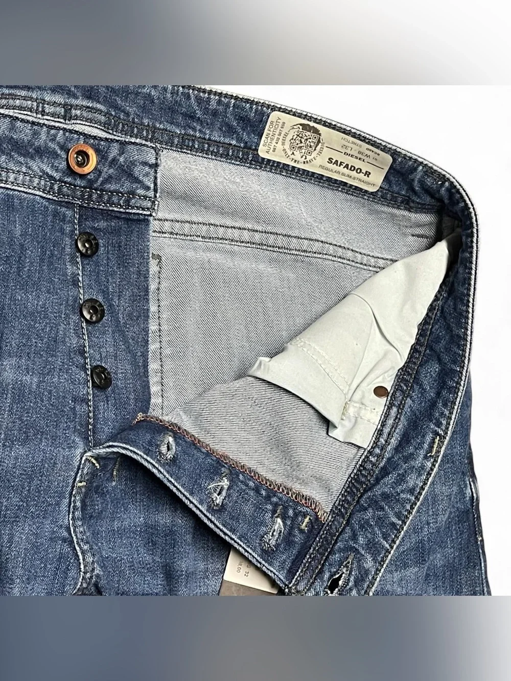 Diesel Men's Straight Jeans in Medium Blue Wash